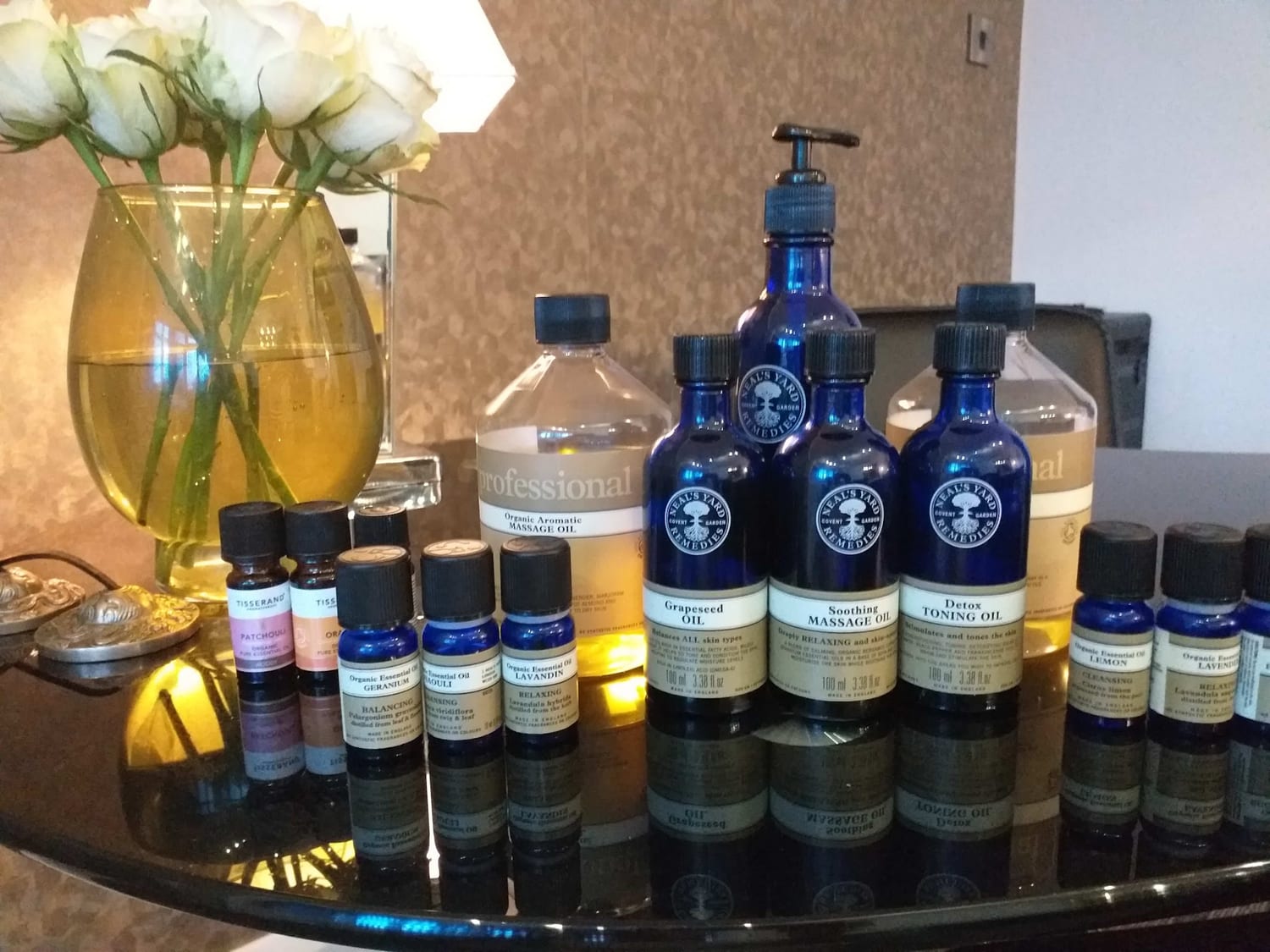 Neal’s Yard Remedies aromatherapy oils in the treatment room